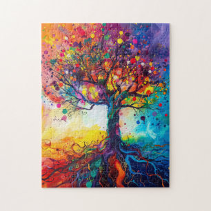 Kleurrijke Tree of Life Rainbow Serenity Natuur Ar Legpuzzel
