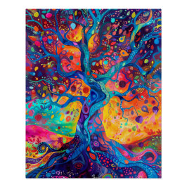 Kleurrijke Tree of Life Rainbow Serenity Natuur Ar Perfect Poster