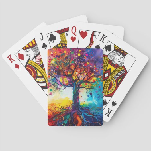 Kleurrijke Tree of Life Rainbow Serenity Natuur Ar Pokerkaarten (Achterkant)