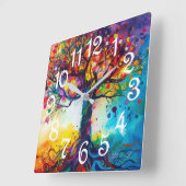 Kleurrijke Tree of Life Rainbow Serenity Natuur Ar Vierkante Klok (Hoek)