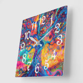 Kleurrijke Tree of Life Rainbow Serenity Natuur Ar Vierkante Klok (Hoek)