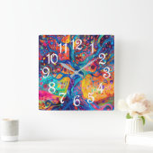 Kleurrijke Tree of Life Rainbow Serenity Natuur Ar Vierkante Klok (Huis)