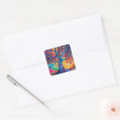 Kleurrijke Tree of Life Rainbow Serenity Natuur Ar Vierkante Sticker (Envelop)