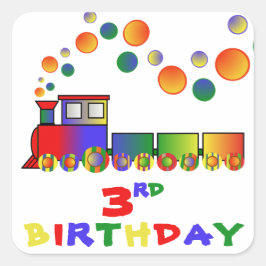 Kleurrijke Trein 3e VERJAARDAG Vierkante Sticker