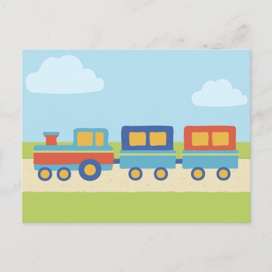 Kleurrijke trein briefkaart (Voorkant)