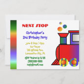 Kleurrijke trein gepersonaliseerde verjaardagsfees kaart (Achterkant)