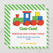 Kleurrijke trein kinderen verjaardag groen, witte kaart (Voorkant / Achterkant)