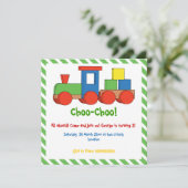 Kleurrijke trein kinderen verjaardag groen, witte kaart (Staand voorkant)