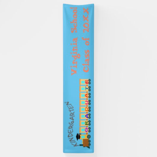Kleurrijke Trein Kleuterschool Afstuderen Spandoek (Verticaal)