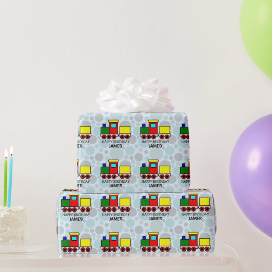 Kleurrijke Trein Persoonlijk Cadeaupapier (Feestgeschenken)