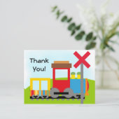 Kleurrijke Trein Verjaardag Bedankt Briefkaart (Staand voorkant)