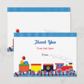Kleurrijke Trein Verjaardagsfeestje Bedankt (Voorkant / Achterkant)
