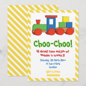 Kleurrijke treinkinderen worden geel, witte strepe kaart (Voorkant / Achterkant)