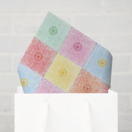 Kleurrijke trendy bloemen vintage geboorte patroon tissuepapier
