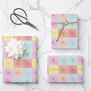 Kleurrijke trendy bloemenpatroon Verjaardag p Inpakpapier Vel