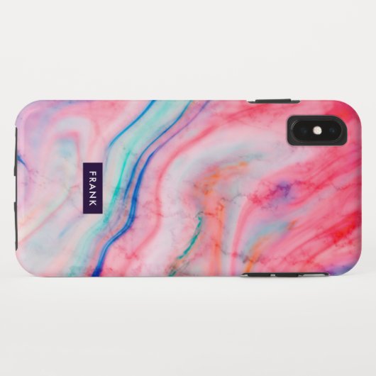 Kleurrijke trendy faux agate stone textuur Case-Mate iPhone case (Achterkant (horizontaal))