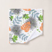 Kleurrijke trendy feminine Floral Oranje en blauw Bad Handdoek (Wasdoekje)