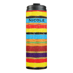 Kleurrijke trendy fiesta strepen in felle kleuren thermosbeker