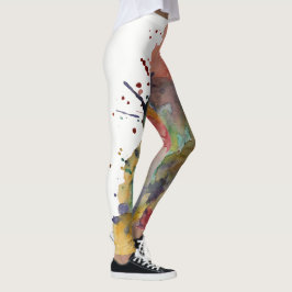 Kleurrijke, trendy gedurfde Abstracte Waterverf sp Leggings