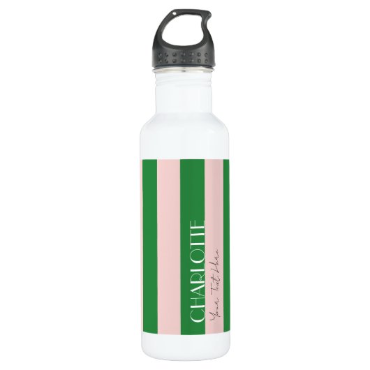 Kleurrijke trendy groene kleur blok moderne strepe waterfles  (Voorkant)