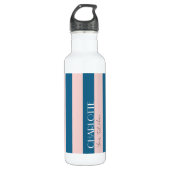 Kleurrijke trendy moderne marine nautische blauwe  waterfles  (Voorkant)