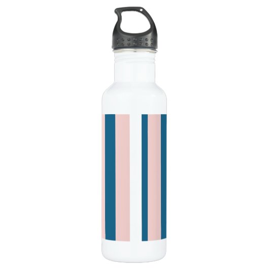 Kleurrijke trendy moderne marine nautische blauwe  waterfles  (Achterkant)