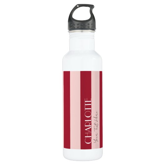 Kleurrijke Trendy Retro Rood Kleurenblok Strepen Waterfles (Voorkant)