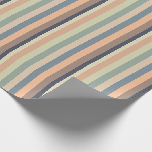 Kleurrijke trendy strepen verjaardag cadeaupapier (Hoek)