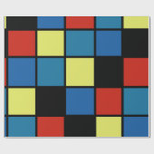 Kleurrijke trendy Tegels blauw geel rood Cadeaupapier (Vlak)