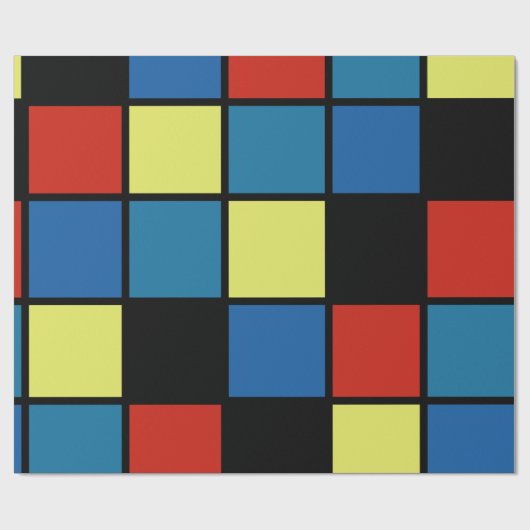 Kleurrijke trendy Tegels blauw geel rood Cadeaupapier (Vlak)