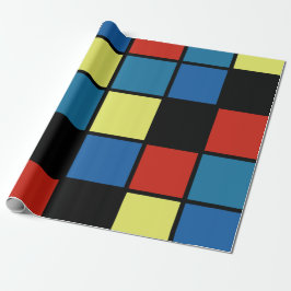 Kleurrijke trendy Tegels blauw geel rood Cadeaupapier