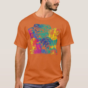 Kleurrijke Trex DJ Techno Music edm Party Premium T-shirt