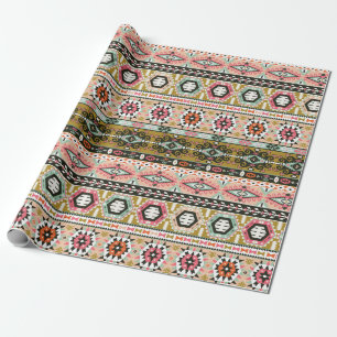 Kleurrijke Tribal Aztec Patroon Boho Geometrisch Cadeaupapier