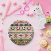 Kleurrijke Tribal Aztec Patroon Boho Geometrisch Papieren Bordje (Feest)