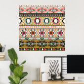 Kleurrijke Tribal Aztec Patroon Boho Geometrisch Poster (Thuiskantoor)
