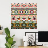 Kleurrijke Tribal Aztec Patroon Boho Geometrisch Poster (Thuiskantoor)