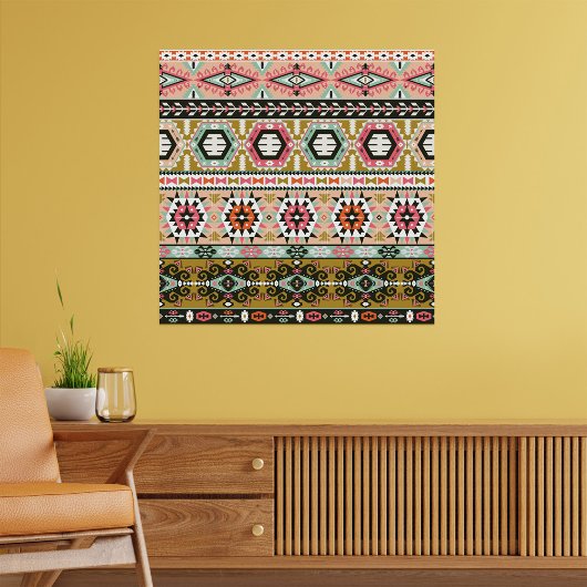 Kleurrijke Tribal Aztec Patroon Boho Geometrisch Poster