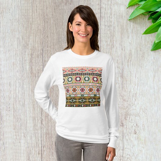 Kleurrijke Tribal Aztec Patroon Boho Geometrisch T-shirt