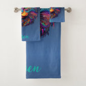 Kleurrijke Tribal Cat - Gepersonaliseerde Vibrant  Bad Handdoek (Insitu)