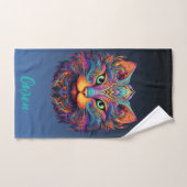 Kleurrijke Tribal Cat - Gepersonaliseerde Vibrant  Bad Handdoek (Handdoek)