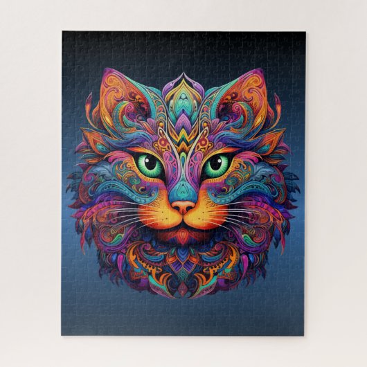 Kleurrijke Tribal Cat - Levendige Boho Cat Legpuzzel (Verticaal)