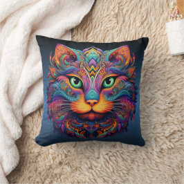 Kleurrijke Tribal Cat - Vibrant Boho Kussen