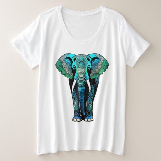 Kleurrijke Tribal Elephant - Artistic Wildlife Grote Maat T-shirt (Design voorkant)