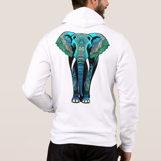 Kleurrijke Tribal Elephant - Artistic Wildlife Hoodie (Achterkant)