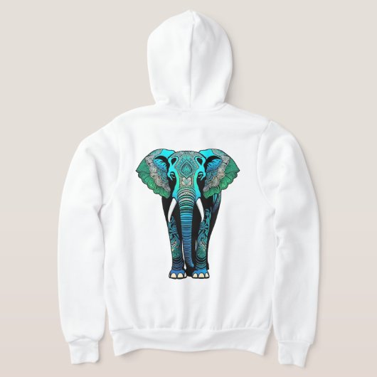Kleurrijke Tribal Elephant - Artistic Wildlife Hoodie (Laag Achter)
