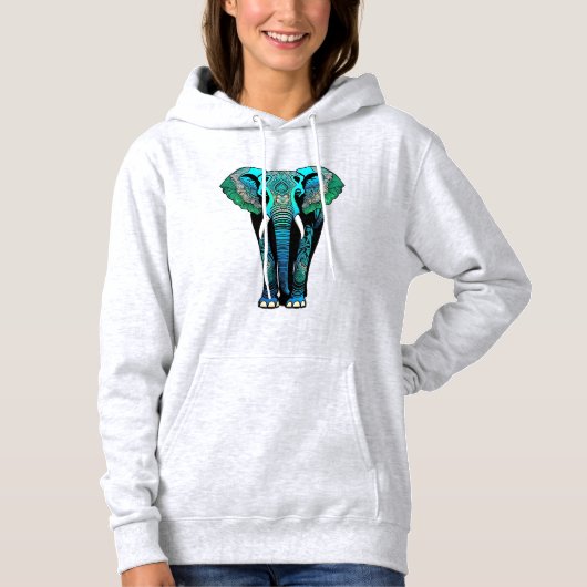 Kleurrijke Tribal Elephant - Artistic Wildlife Hoodie (Voorkant)