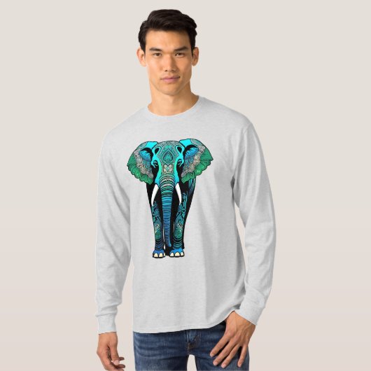 Kleurrijke Tribal Elephant - Artistic Wildlife T-shirt (Voorkant volledig)