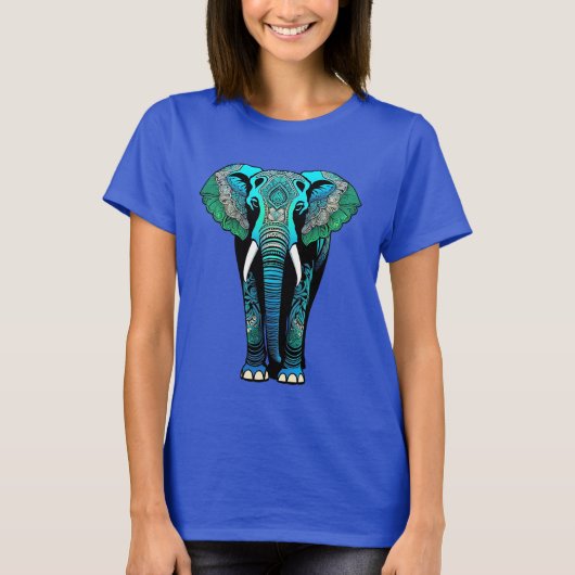 Kleurrijke Tribal Elephant - Artistic Wildlife T-shirt (Voorkant)