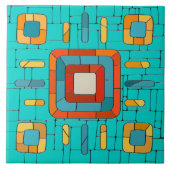 Kleurrijke Tribal Mozaïek Kunst Tegeltje (Voorkant)