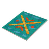 Kleurrijke Tribal Mozaïek Kunst Tegeltje (Zijkant)